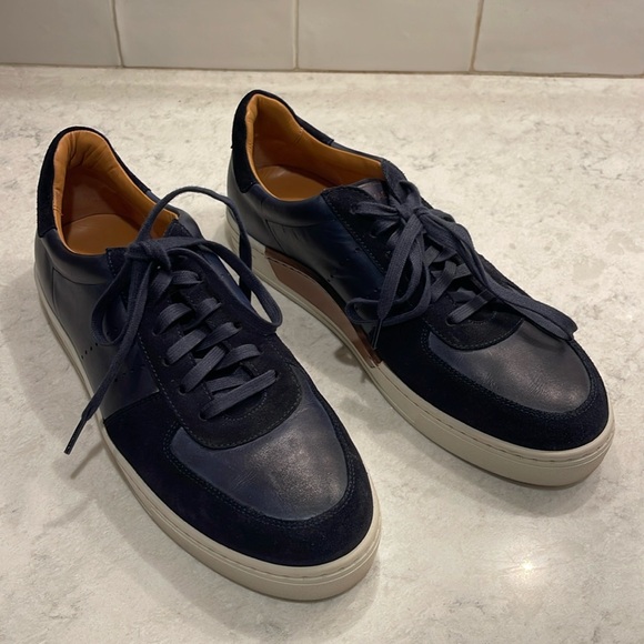 Magnanni Shoes, Black Leather and Suede Sneakers, size 9 - Picture 2 of 9